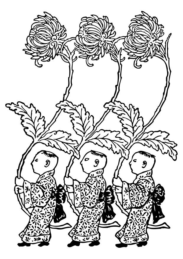 asia - gule krysantemum bA¦rere Fargeleggingsbilde asia - gule krysantemum bA¦rere