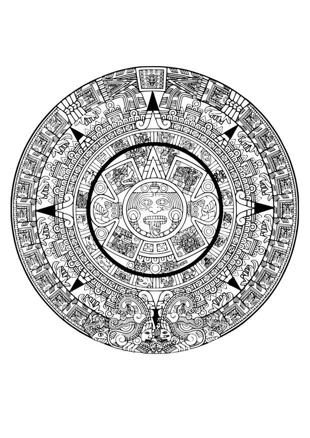 Fargeleggingsbilde aztekerkalender