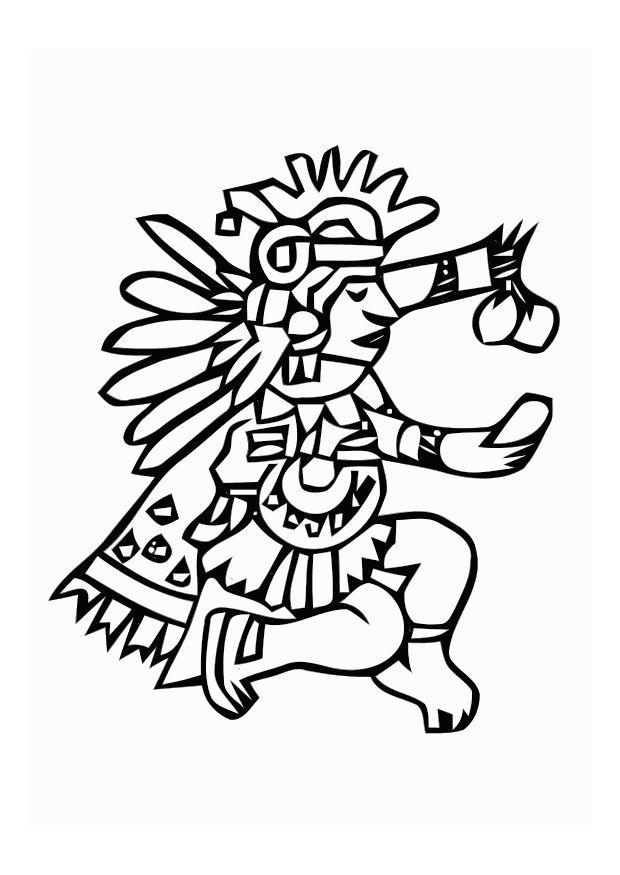 Fargeleggingsbilde aztekisk gud