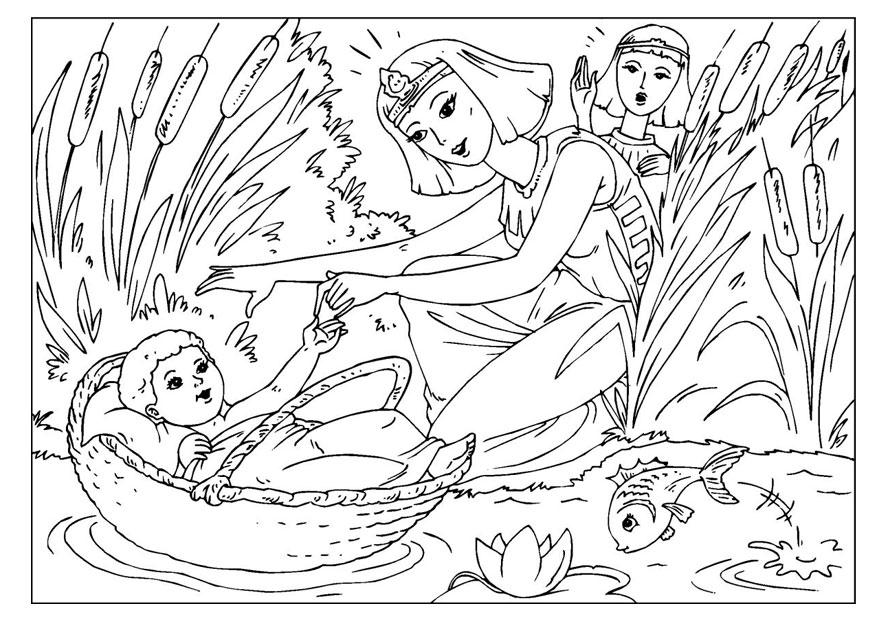 Fargeleggingsbilde baby moses