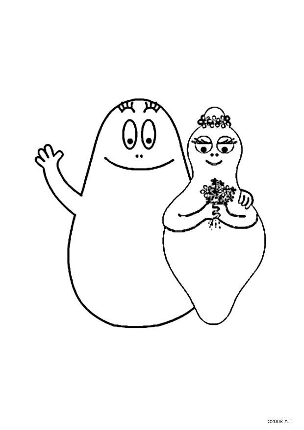 Fargeleggingsbilde barbapappa og barbamamma