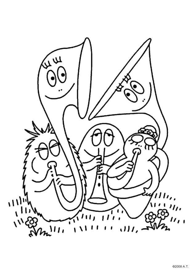 Fargeleggingsbilde barbapappas orkester
