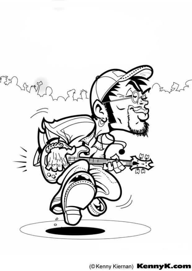 Fargeleggingsbilde bassist