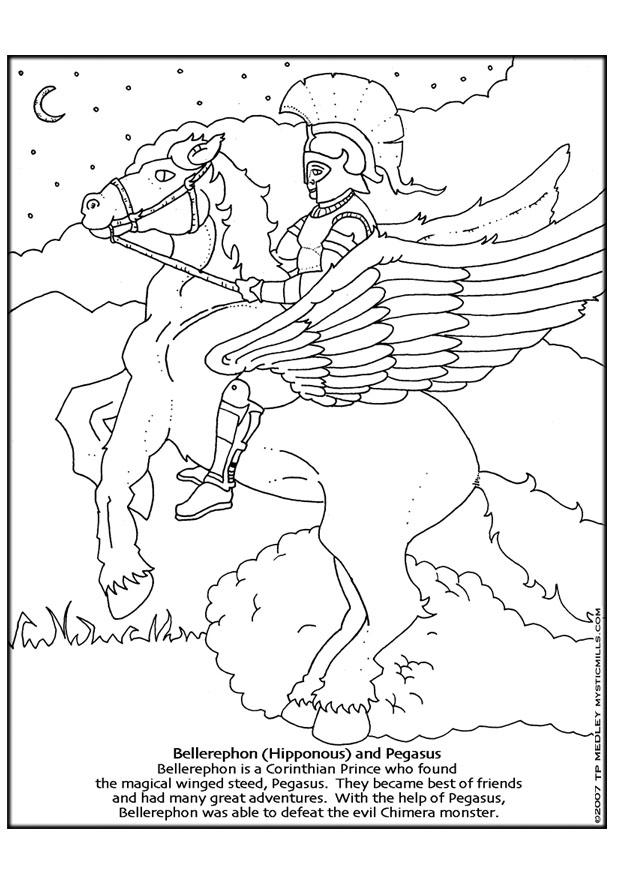Fargeleggingsbilde bellerephon og pegasus