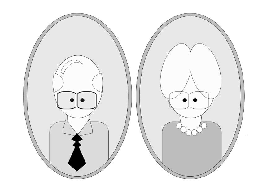 Fargeleggingsbilde bestefar og bestemor