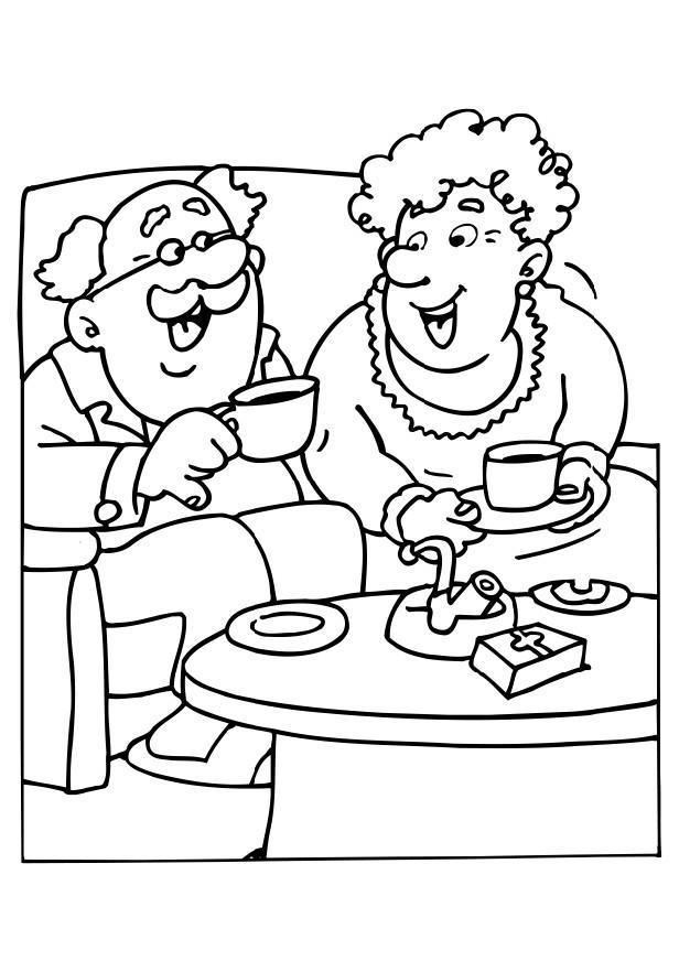 bestemor og bestefar Fargeleggingsbilde bestemor og bestefar