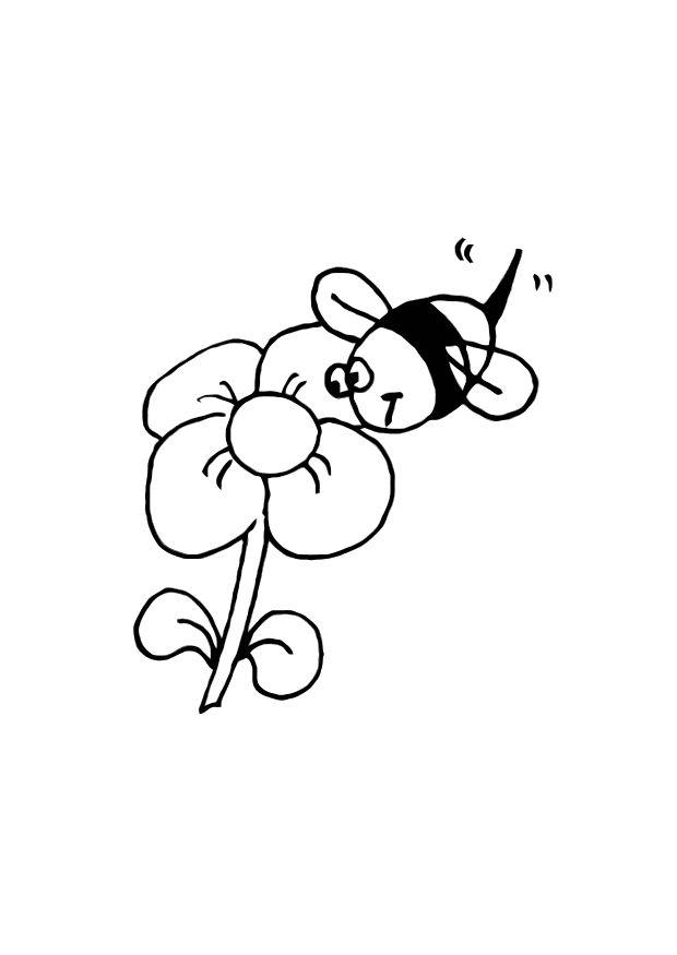 Fargeleggingsbilde bie og blomst