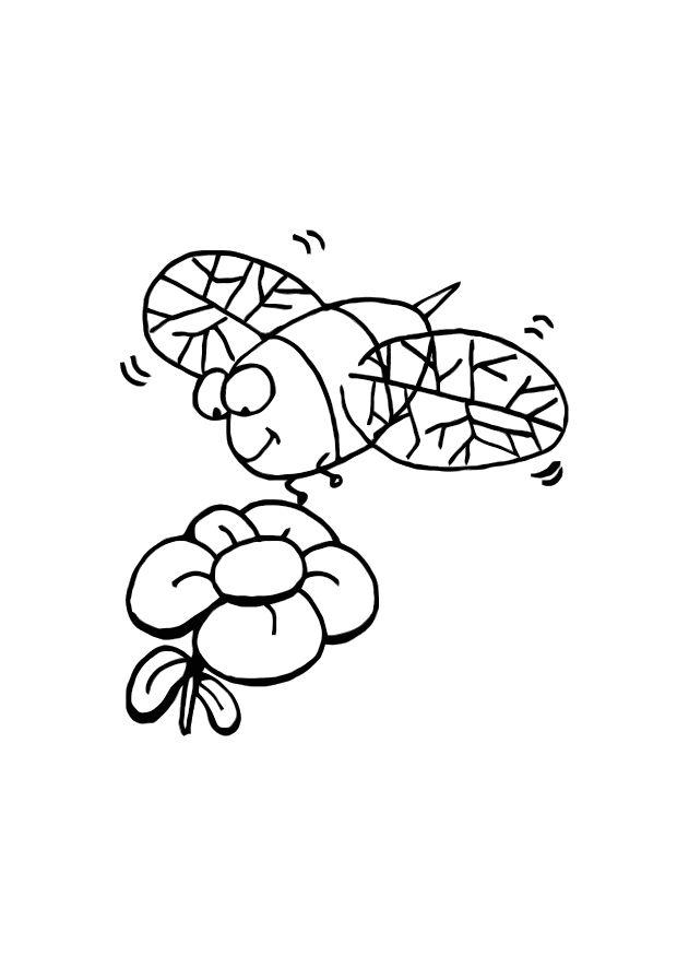 Fargeleggingsbilde bie og blomst