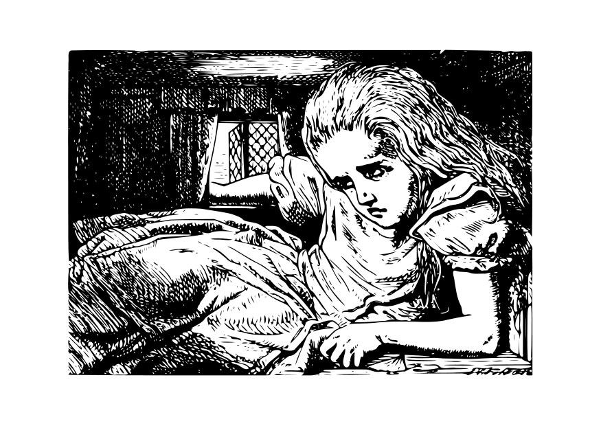 Bilde å fargelegge alice i wonderland - nede i kaninhullet