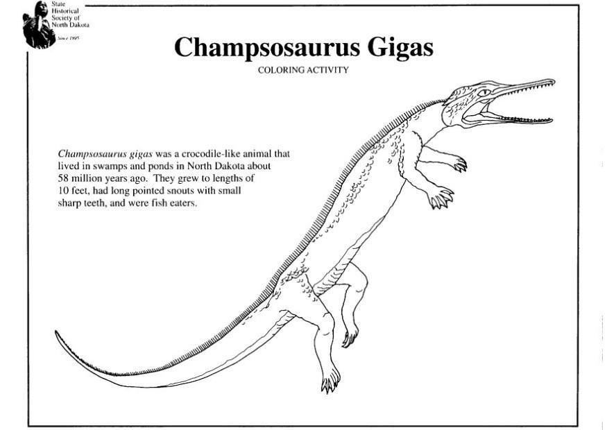 Bilde å fargelegge champosaurus