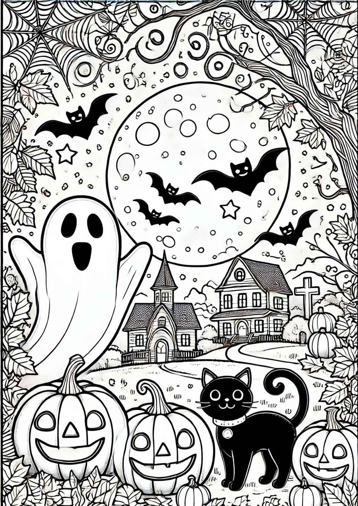 Bilde å fargelegge halloween landskap