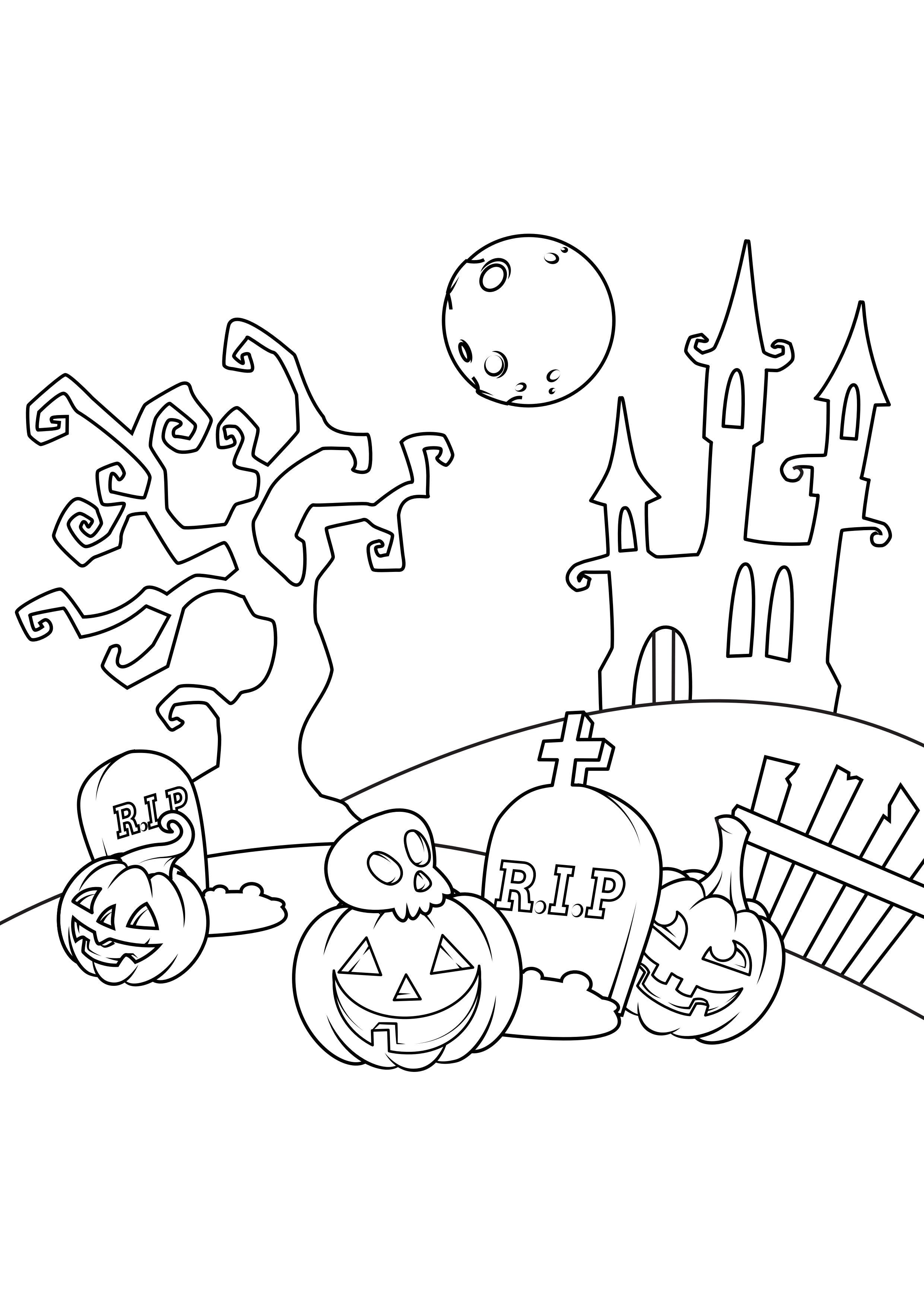 Bilde å fargelegge halloween scene