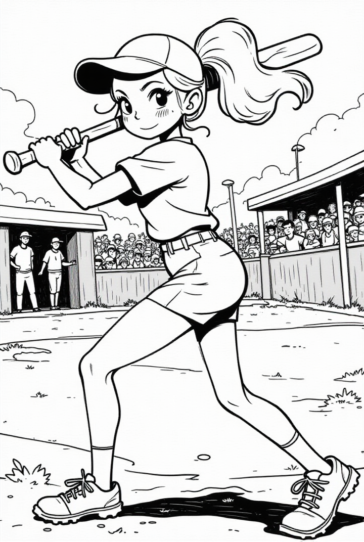Bilde å fargelegge jente pA¥ baseballkamp