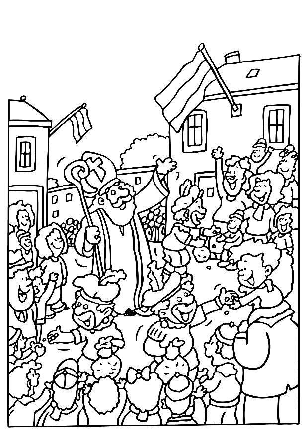 Bilde å fargelegge st. nikolaus og svarteper