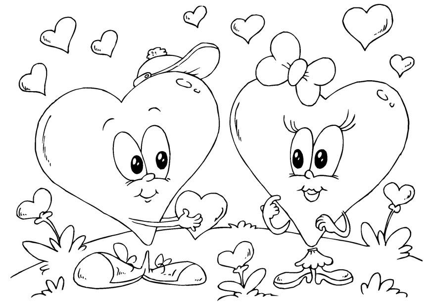 Bilde å fargelegge valentinsdag hjerter