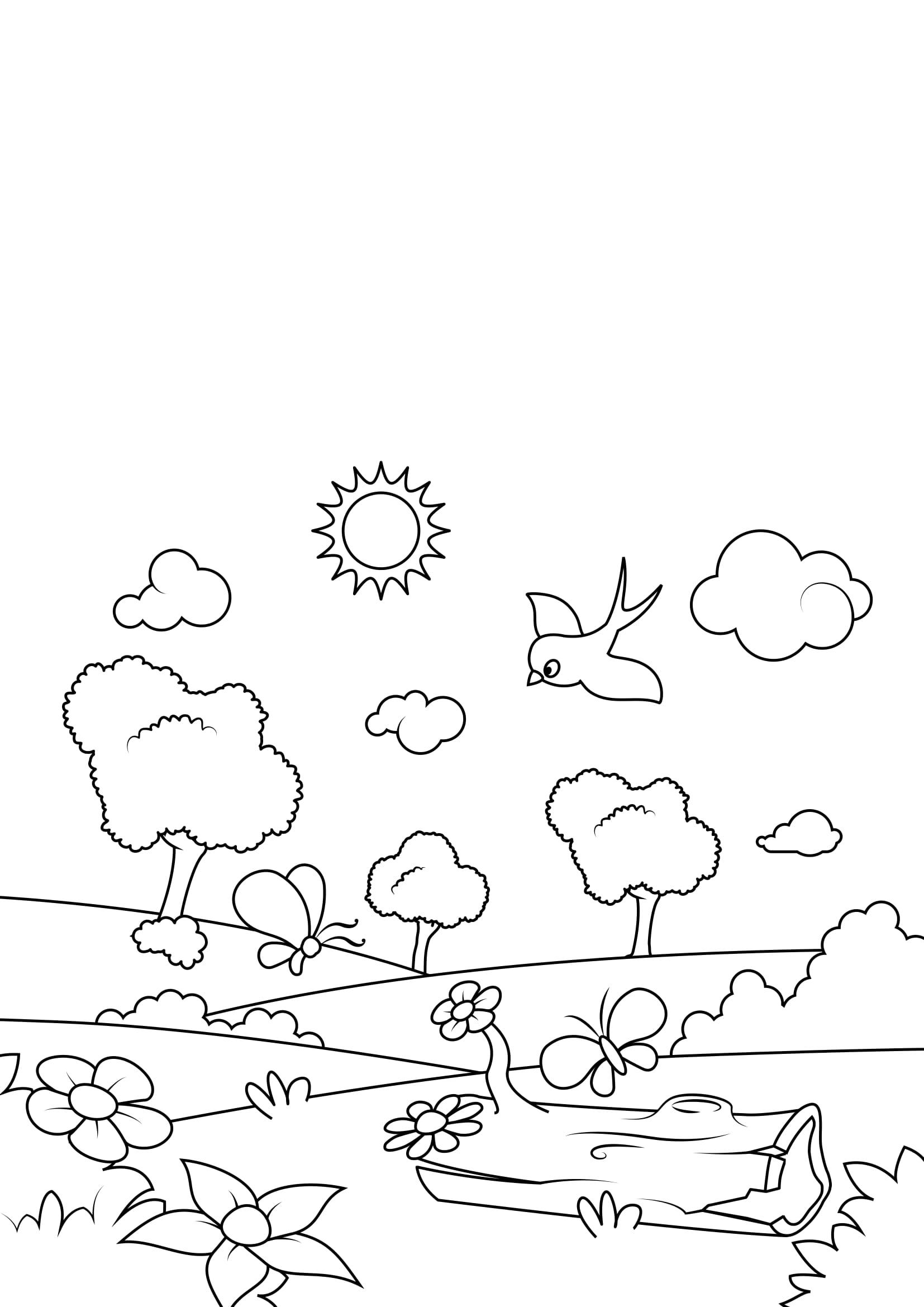 Bilde å fargelegge vA¥r i skogen