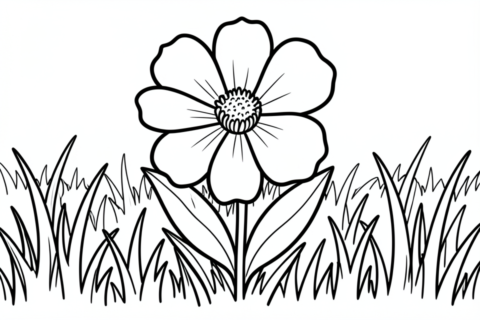 blomst i en eng Fargeleggingsbilde blomst i en eng