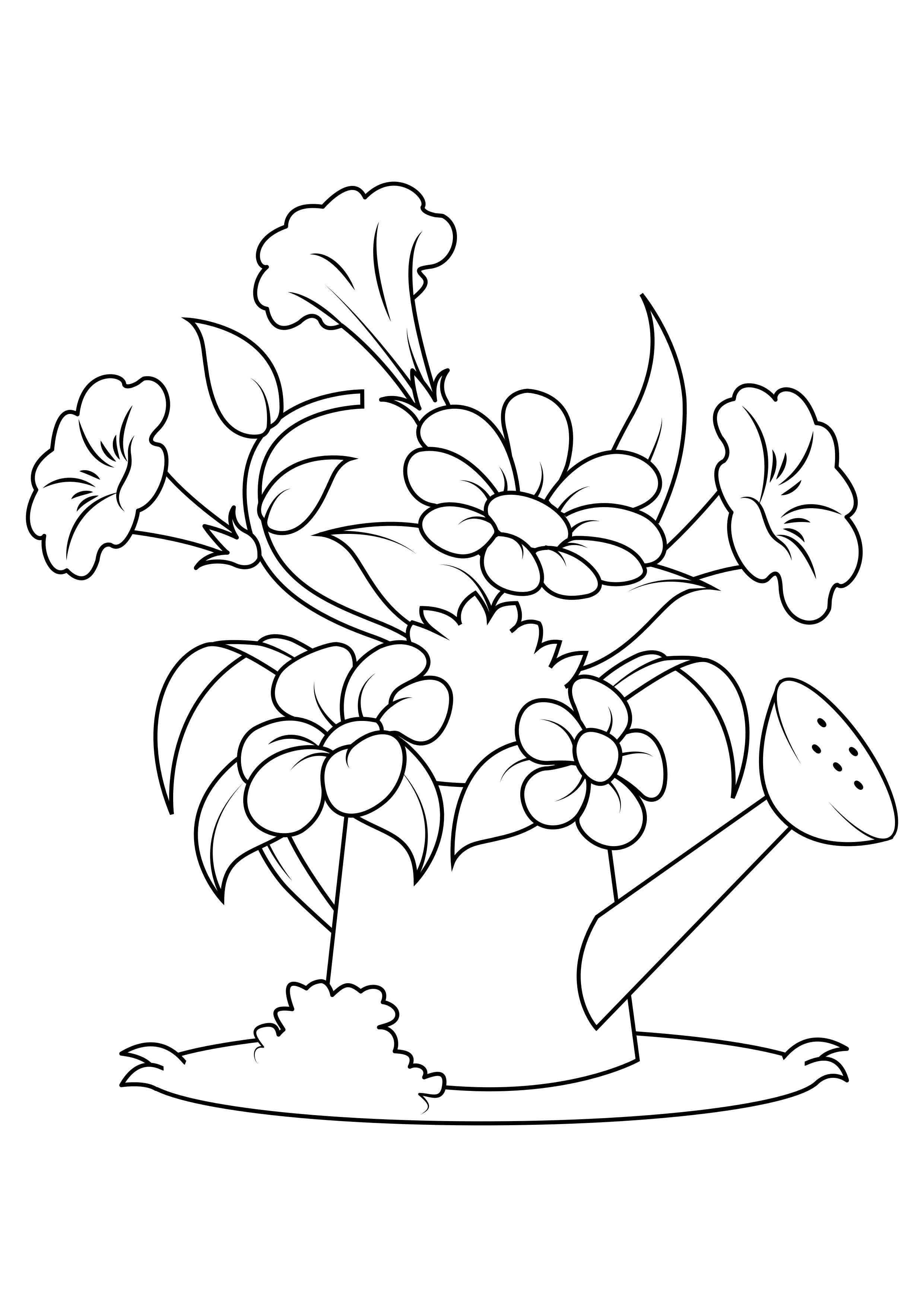 blomster i vannkanne Fargeleggingsbilde blomster i vannkanne