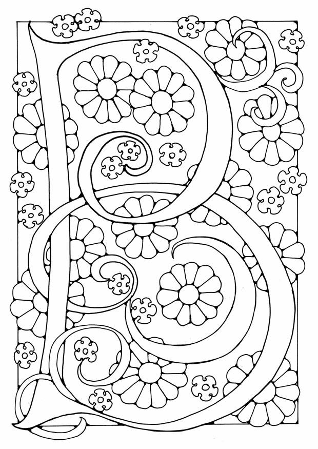Fargeleggingsbilde bokstaver - b