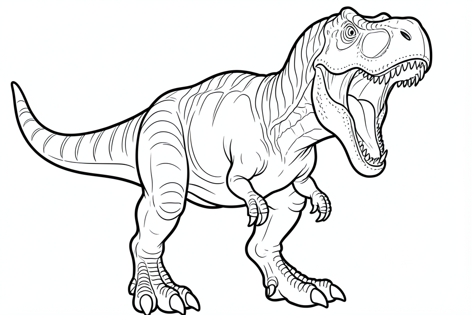 Fargeleggingsbilde brA¸lende t-rex