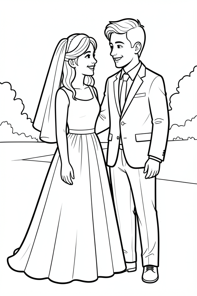 Fargeleggingsbilde bryllup