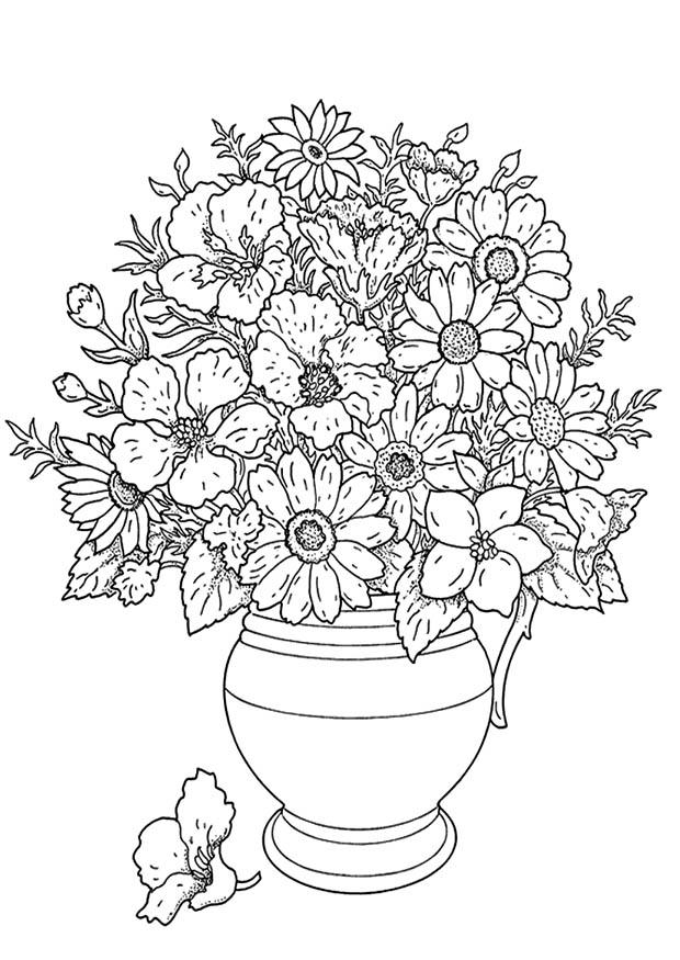 bukett med blomster Fargeleggingsbilde bukett med blomster