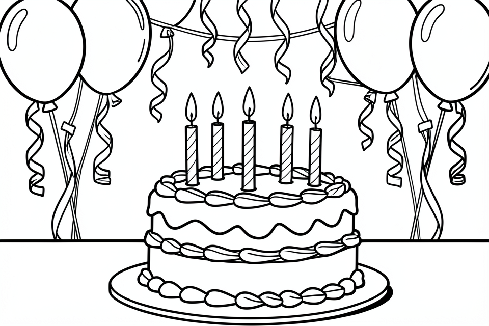 bursdagskake Fargeleggingsbilde bursdagskake