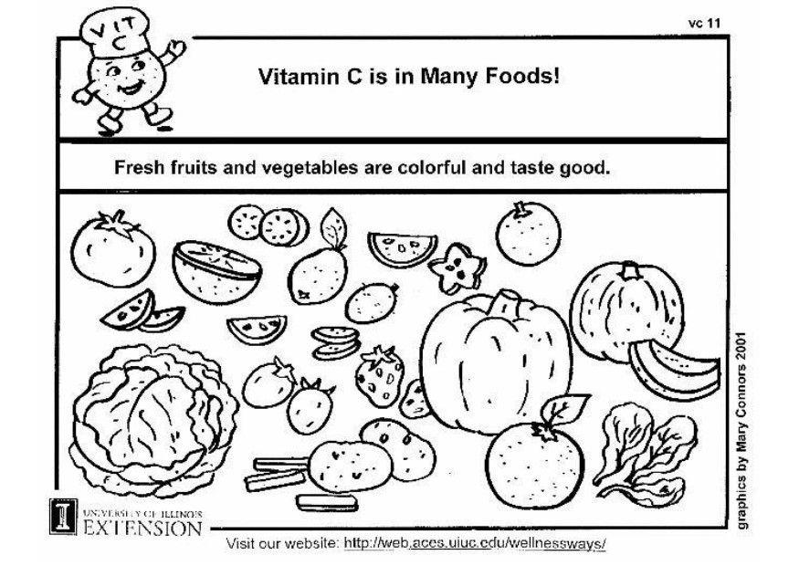 Fargeleggingsbilde c-vitamin i maten