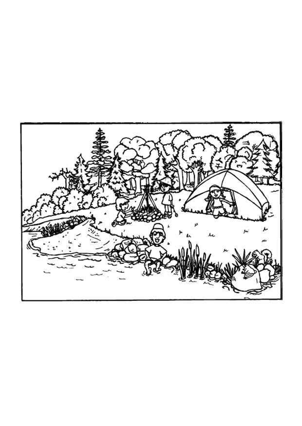 Fargeleggingsbilde camping