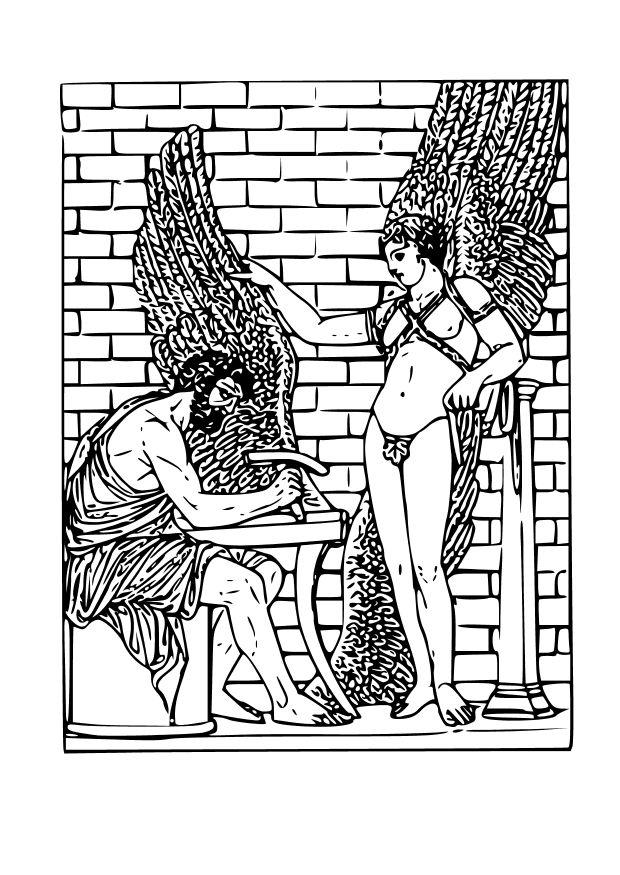 Fargeleggingsbilde daedalus og ikaros