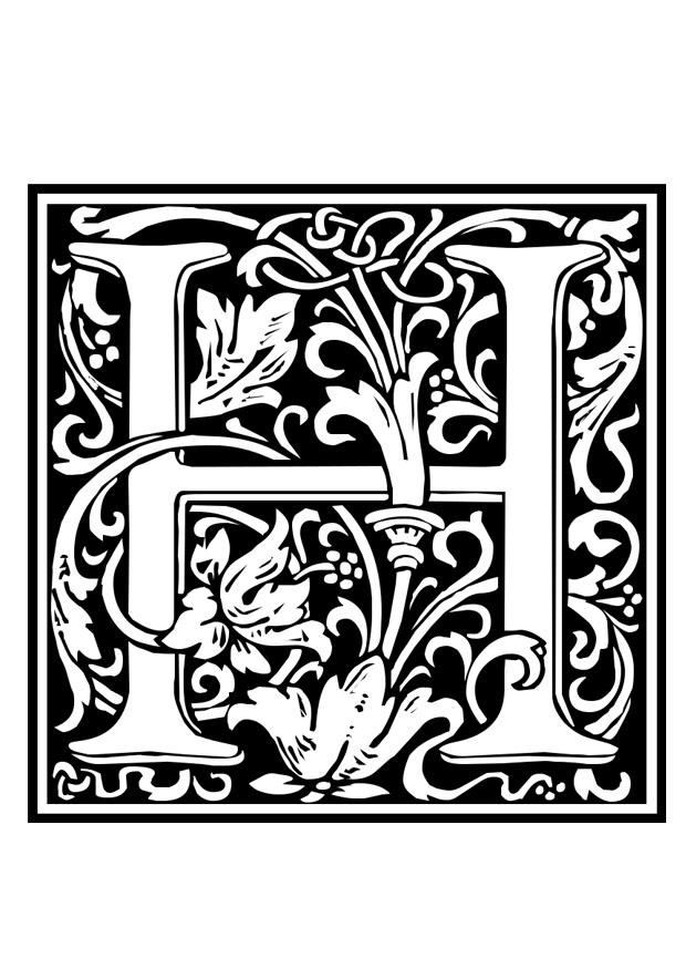 dekorativ alfabet - h Fargeleggingsbilde dekorativ alfabet - h