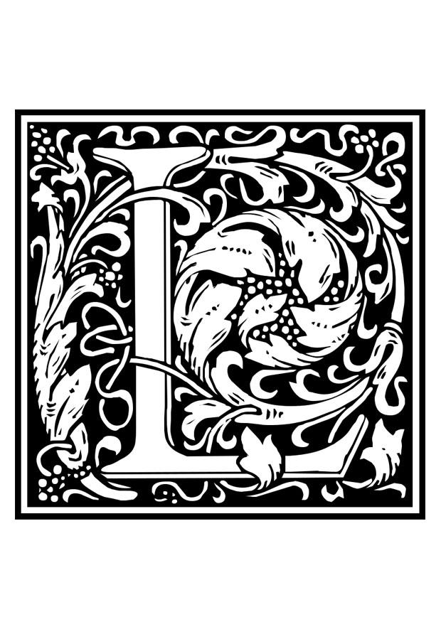 dekorativ alfabet - l Fargeleggingsbilde dekorativ alfabet - l