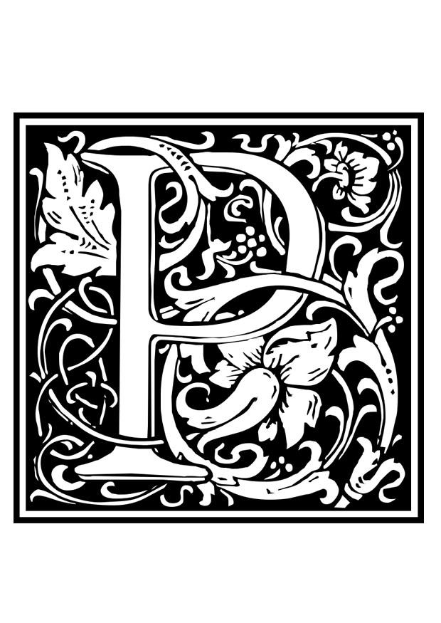 dekorativ alfabet - p Fargeleggingsbilde dekorativ alfabet - p