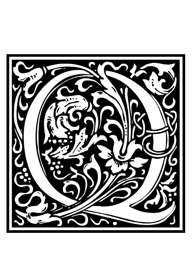 dekorativ alfabet - q Fargeleggingsbilde dekorativ alfabet - q