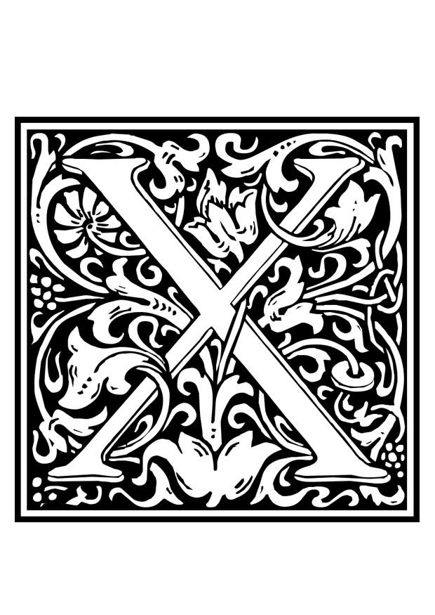 dekorativ alfabet - x Fargeleggingsbilde dekorativ alfabet - x
