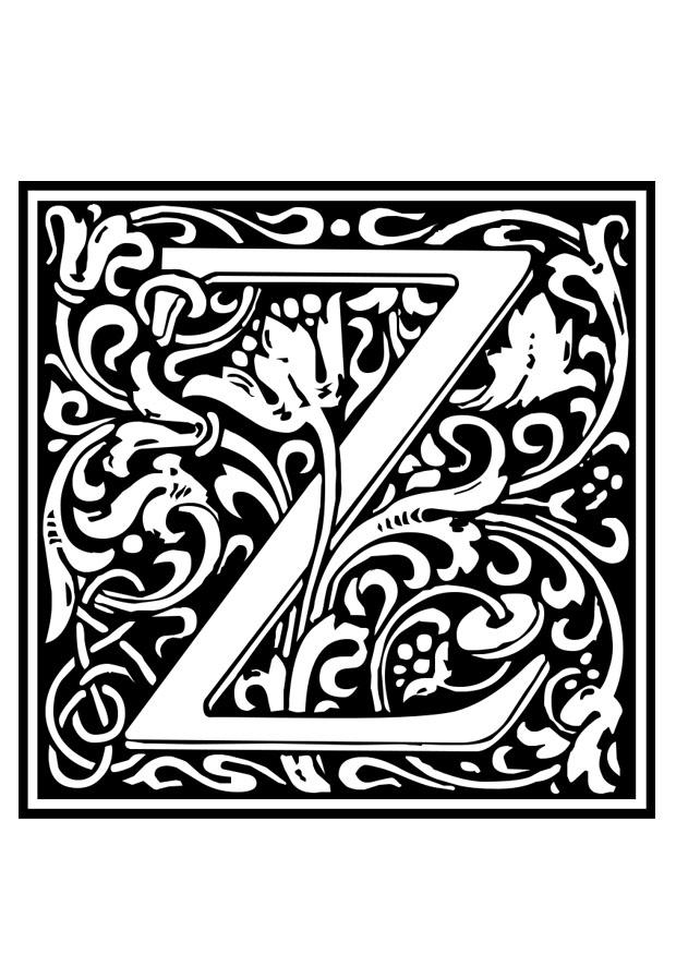 dekorativ alfabet - z Fargeleggingsbilde dekorativ alfabet - z
