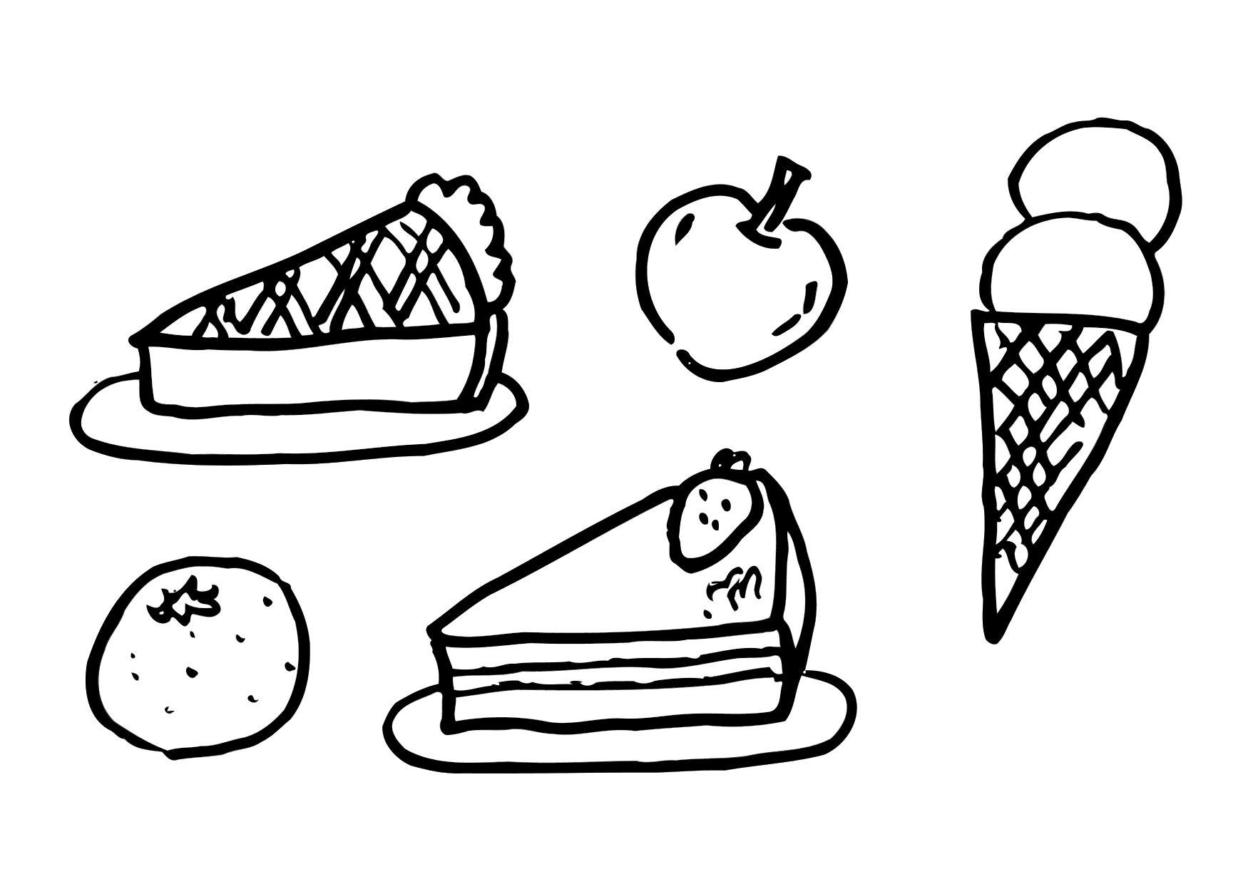 Fargeleggingsbilde dessert