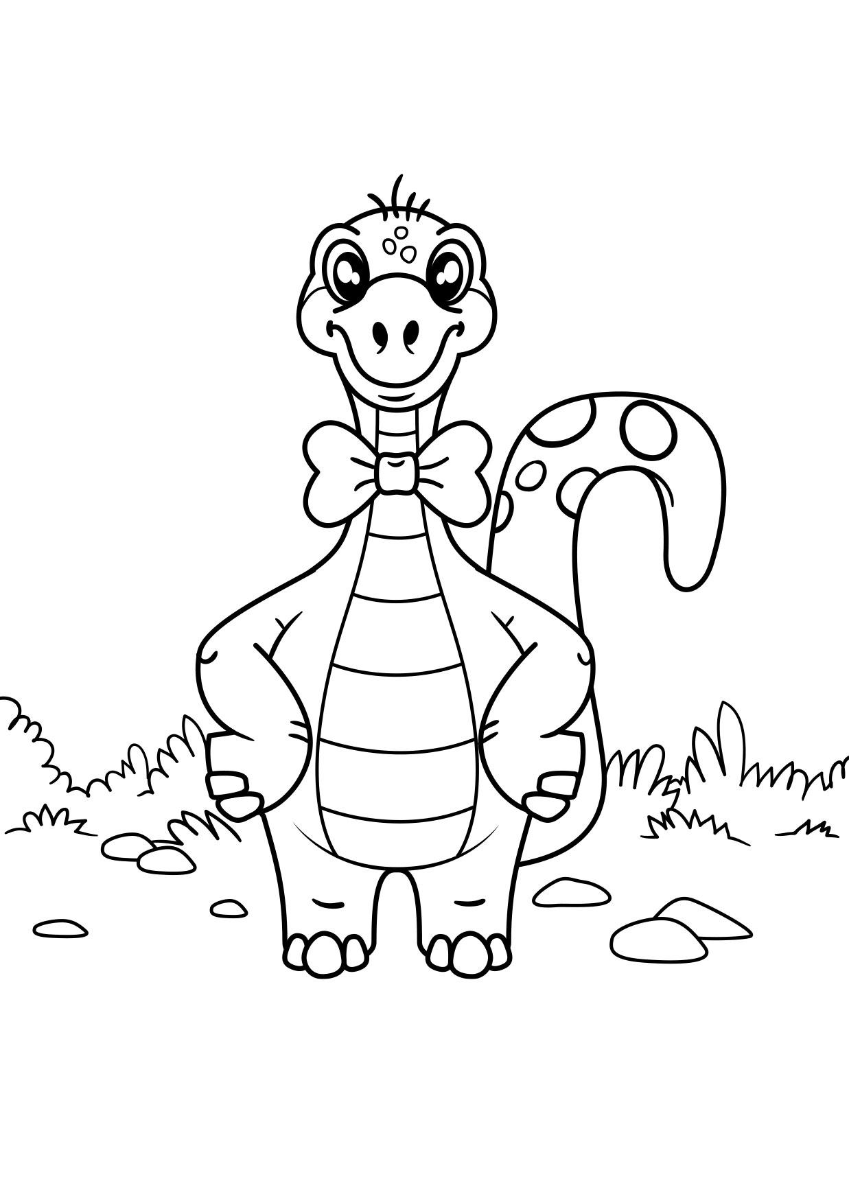 dinosaur med bue Fargeleggingsbilde dinosaur med bue