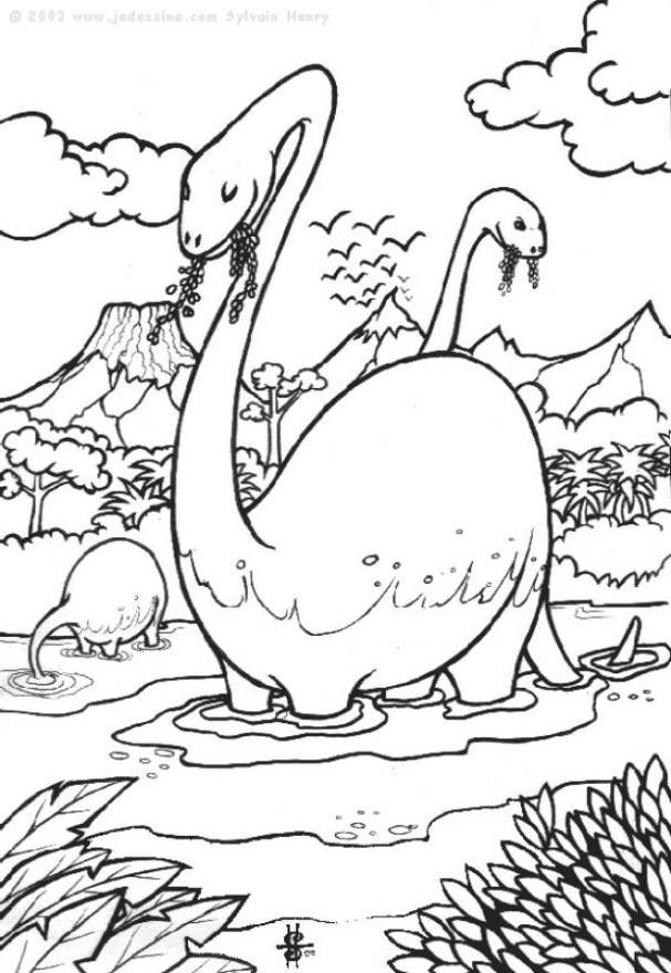 dinosaurer i vannet Fargeleggingsbilde dinosaurer i vannet