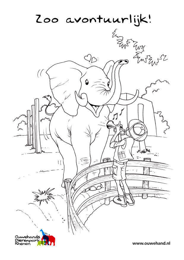 Fargeleggingsbilde elefant i dyreparken
