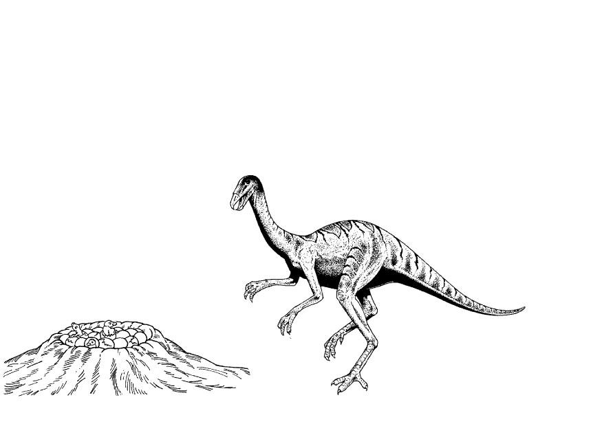 en dinosaur ved redet sitt Fargeleggingsbilde en dinosaur ved redet sitt