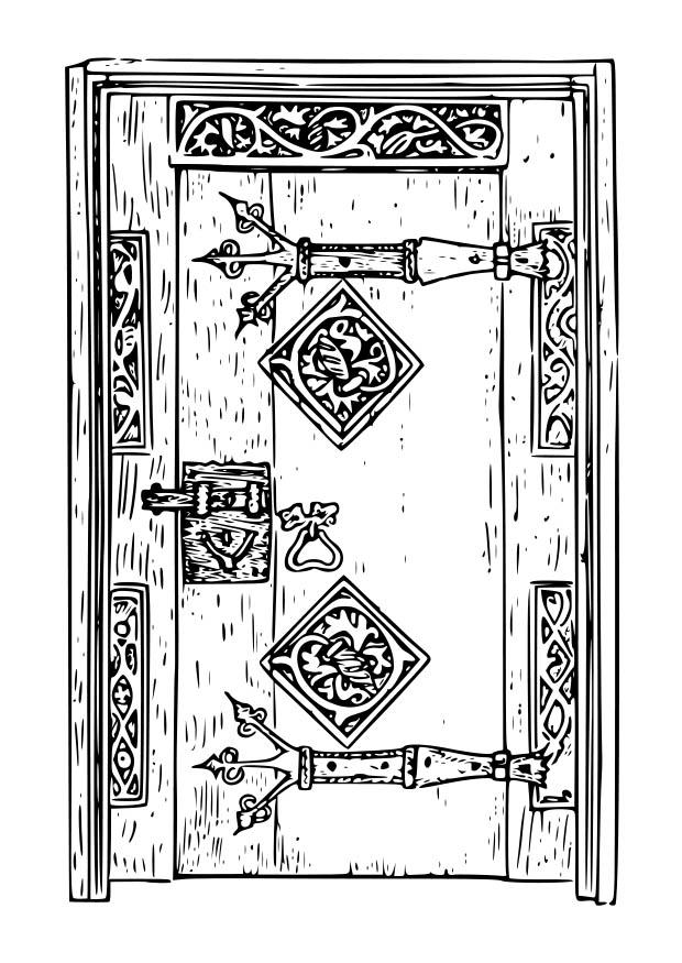 en gammel dA¸r Fargeleggingsbilde en gammel dA¸r