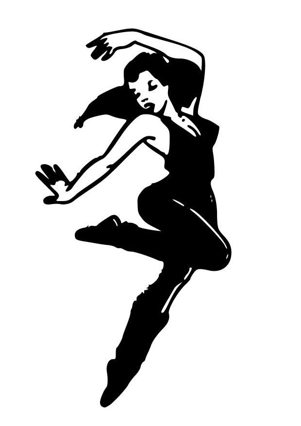 Fargeleggingsbilde en jente som danser