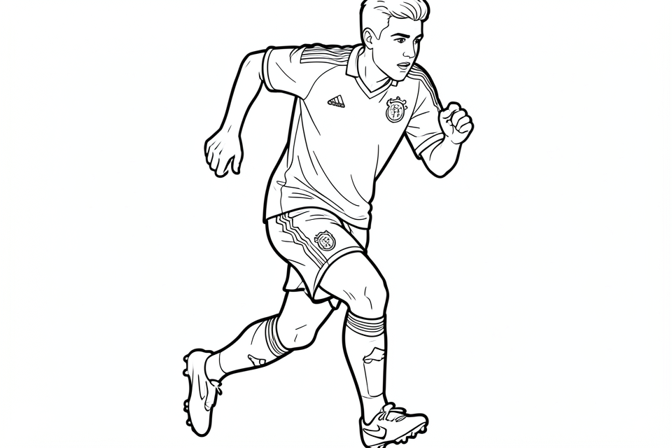 en lA¸pende fotballspiller Fargeleggingsbilde en lA¸pende fotballspiller