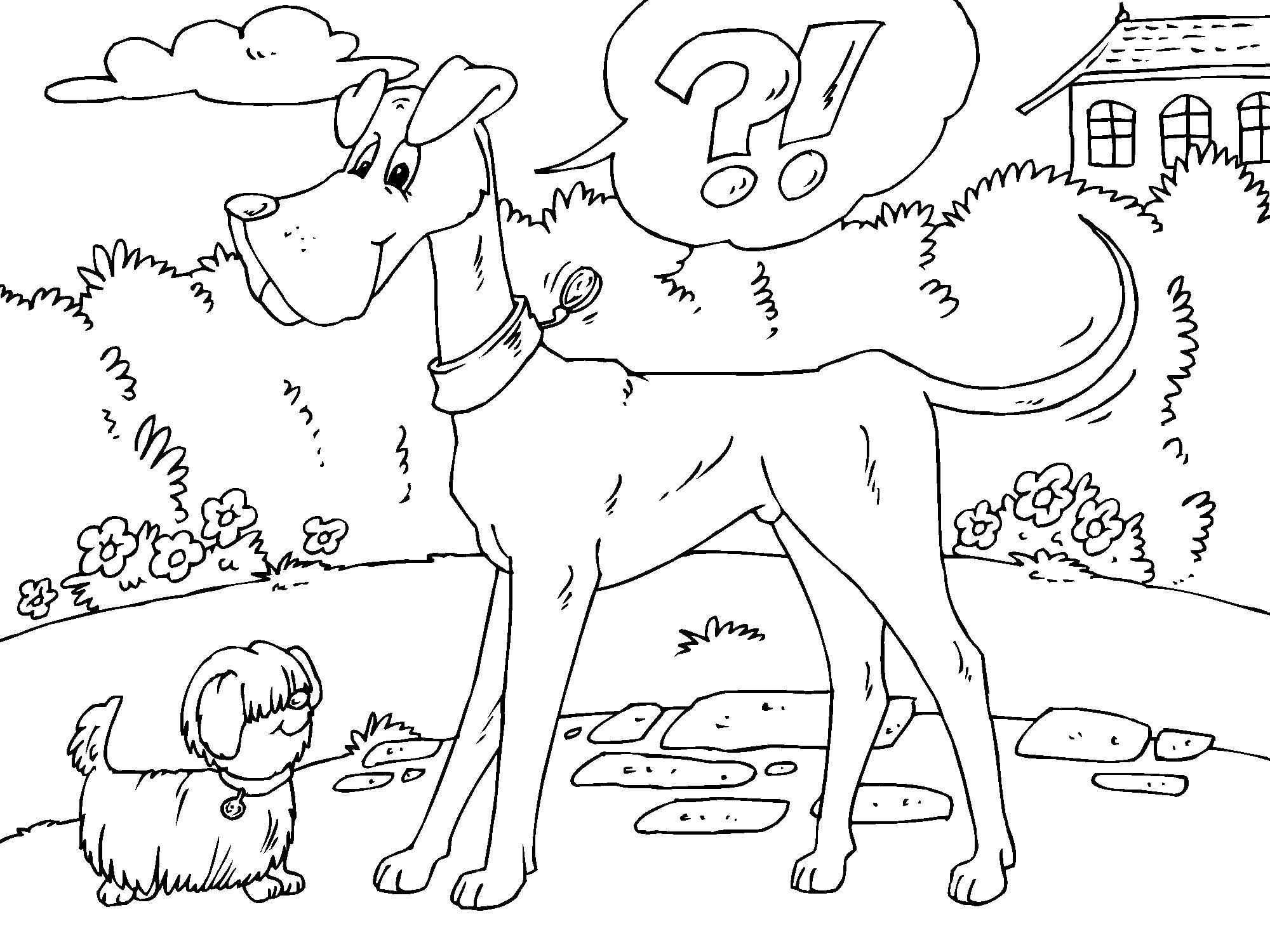 en stor hund og en liten hund Fargeleggingsbilde en stor hund og en liten hund