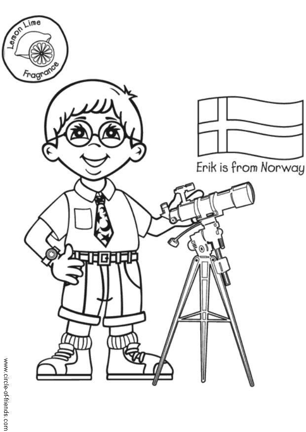 erik med norsk flagg Fargeleggingsbilde erik med norsk flagg