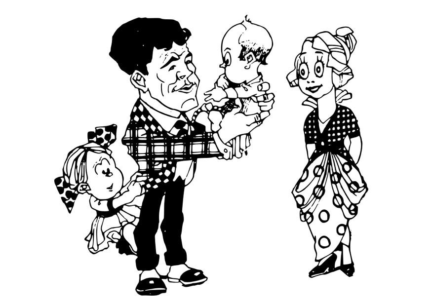 Fargeleggingsbilde familie