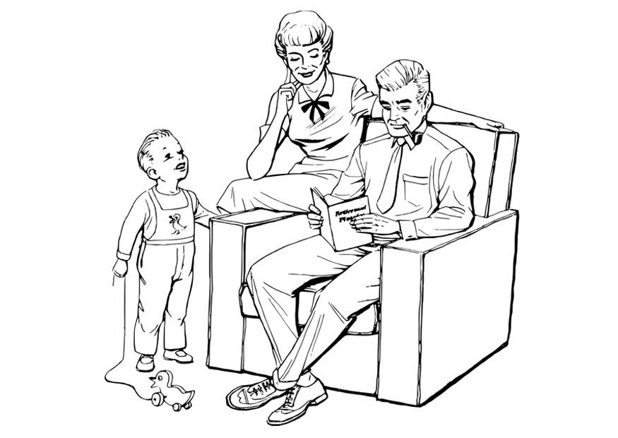 Fargeleggingsbilde familie