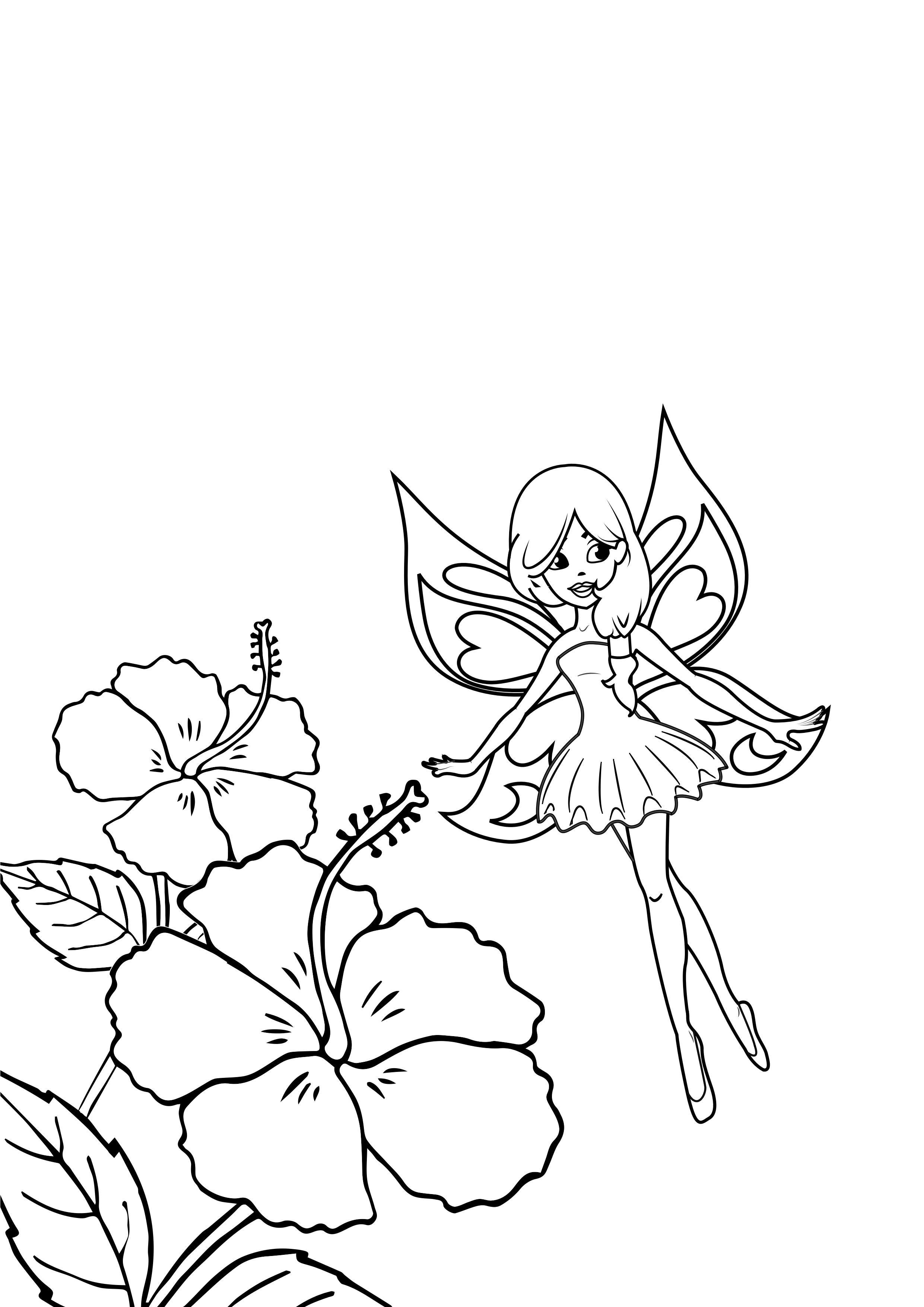 fe med blomster Fargeleggingsbilde fe med blomster