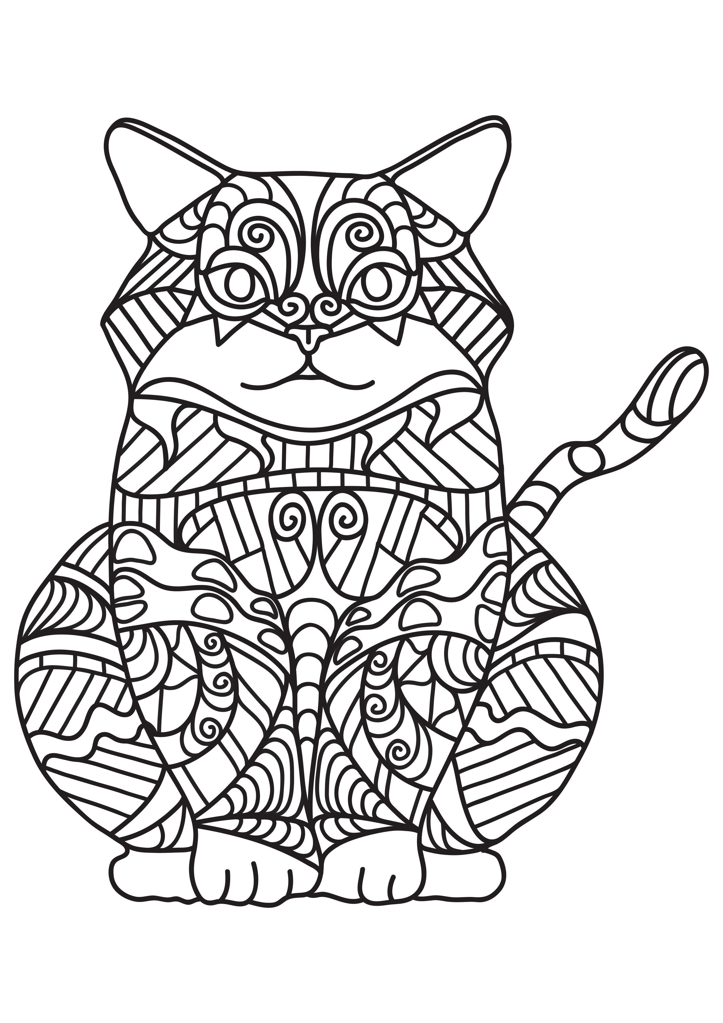 feit katt Fargeleggingsbilde feit katt